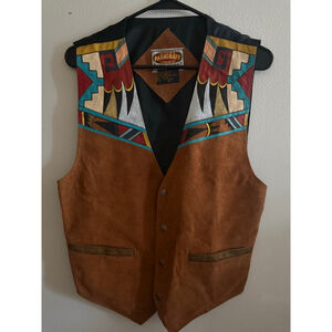 Men's Paragraff Brown & Black Suede/Leather Western Vest S